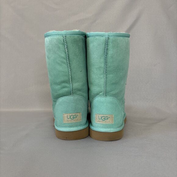 Womens UGG Australia Boots Classic Short Aqua Suede Wool Light Green Blue Sz 6 - Picture 10 of 16
